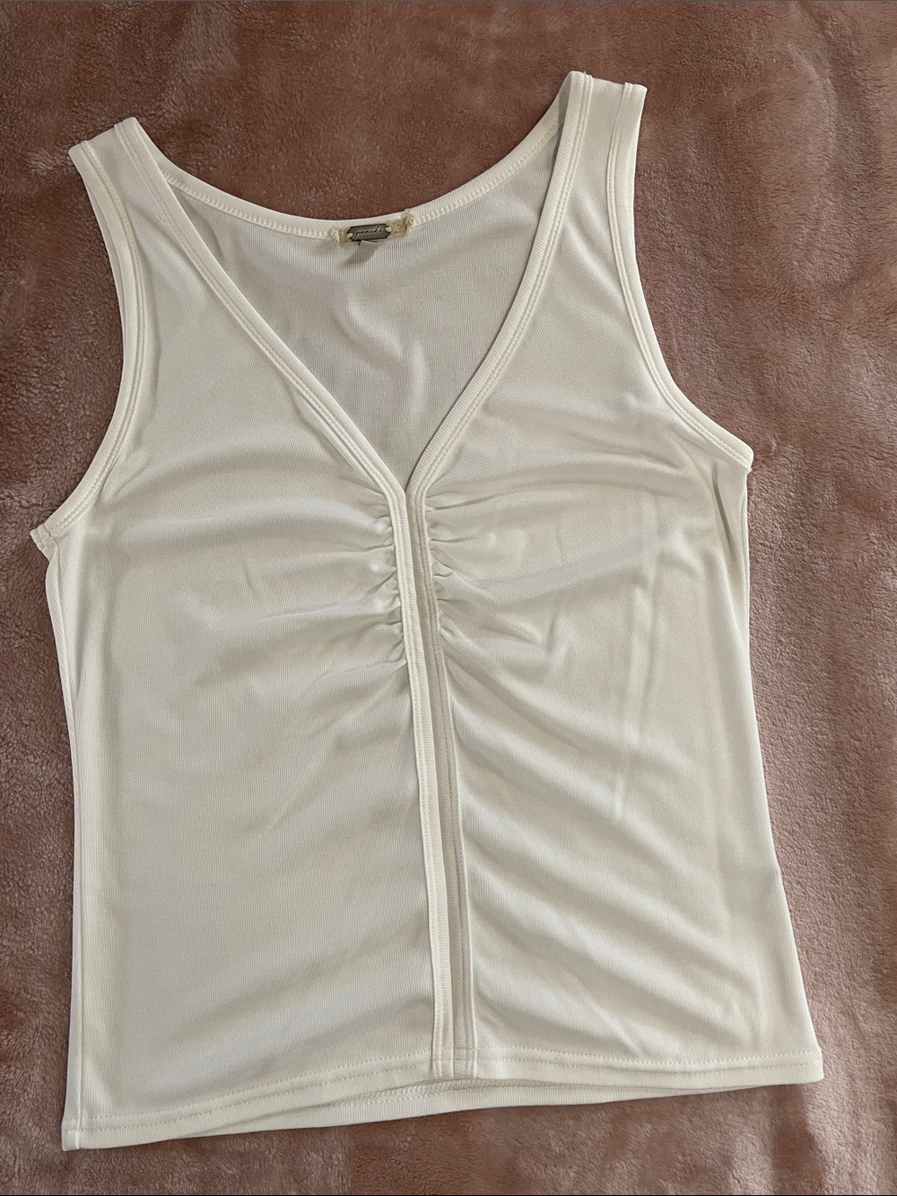 Gimmicks BKE Boho Sleeveless Ruched V-Neck Tank Top - White